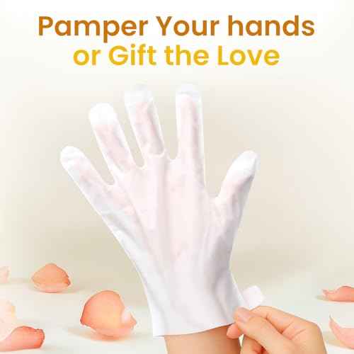 Repairing Hand Mask for Dry Cracked Hands, Hand Masks with Shea Butter, Jojoba Oil & Vitamin E, Moisturizing Gloves, Skin Care Gifts for Women & Men, Self Care Gifts for Women (6 Pairs)