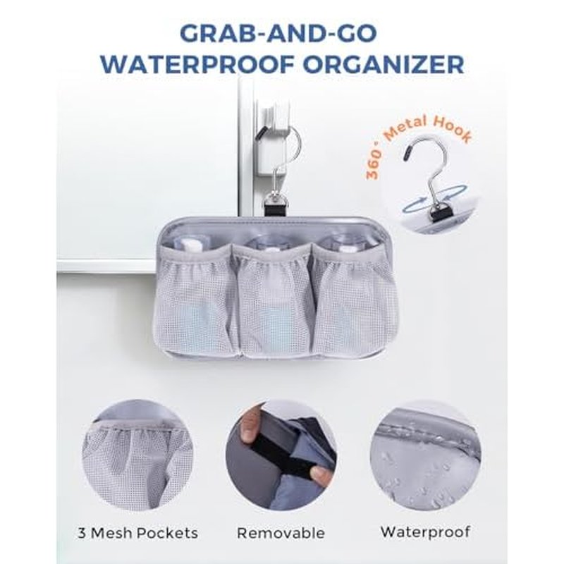 WANDF Toiletry Bag for Men, PU Leather Travel Organizer with Detachable Waterproof Hanging Pouch, Open-Flat Dopp Kit Shaving Bag with Wet Pocket for Travel Toiletries Accessories (Navy Blue)