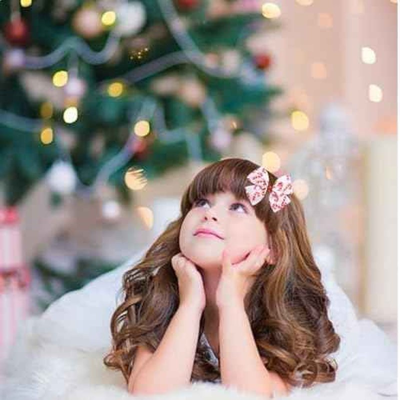Christmas Candy Cane Print Ribbon Hair Bow Clips Barrettes Alligator Hairpins for Girls, Teens, Toddlers, Kids, Women Candy Cane Decorations Accessories Xmas Holiday Gift (O)