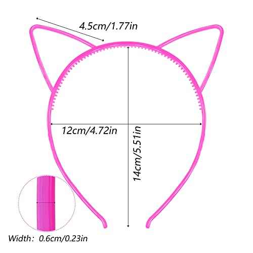 ZIRICHER 12pcs Glow in the Dark Headbands, Cat Ear Headband Plastic Light Up Hair Band Luminous Headband For Girls Party Crown Headbands