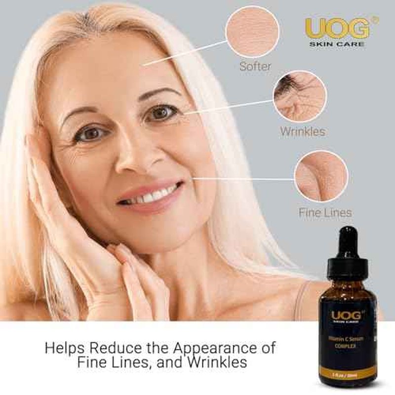 UOG (United One) Super Vitamin C Face Serum - Anti-Aging, Hydrating & Firming Formula, Lifts & Firms Face, Neck, Jawline, Reduces Dark Spots, Fine Lines, Wrinkles, Even Skin Tone.1 Fl Oz - Pack of 3