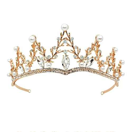Ursula Costume Women Crown, Vofler Gold Tiara Mermaid Evil Queen Elf Witch Seashell Shell Coral Pearl Branch Headband Accessories for Princess Bride Adult Girl Halloween Party Birthday Wedding Pageant