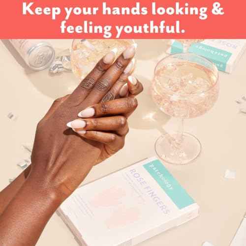 Patchology Ros? Fingers Renewing Hand Mask - Strawberry-Scented Moisturizing Gloves with Shea Butter for Dry & Cracked Hands, Repairing Hand Treatment for Baby Soft Skin, Self-Care Essential - 1 Pair