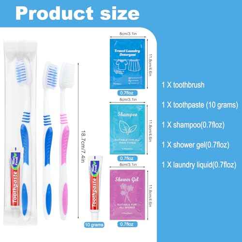 twoworld Hygiene Kits for Homeless in Bulk,Homeless Care Package Basic Toiletry Set Travel Toiletry Bulk for Men Women Charity Air Bnb Charity 20