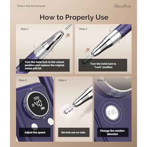 MelodySusie Professional 2 in 1 Nail Drill Kit 40,000 RPM, MB420G Brushless Portable Cordless Rechargeable Electric Nail File, Efile Nail Drill Machine for Acrylic Gel Nails Polishing Removing, Purple