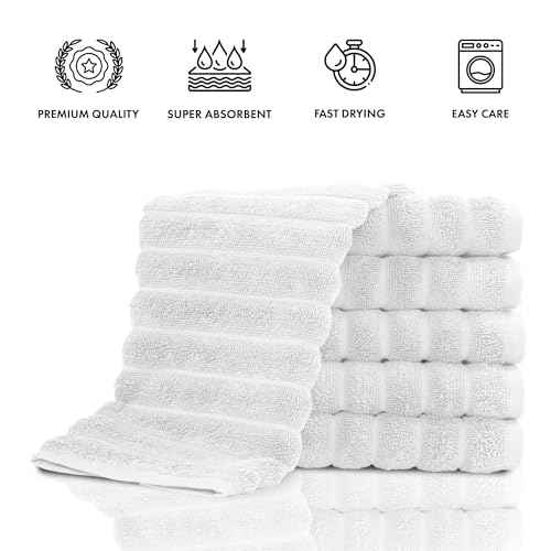 Classic Turkish Towels CTT Luxurious 100% Turkish Cotton Washcloths 6 Pack, Highly Absorbent & Quick Dry, Face Towels Wash Cloths for Hotel, Spa & Gym | 13"x13" (Platinum)