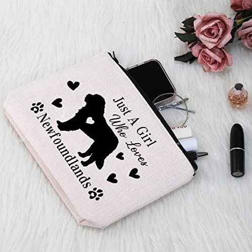 G2TUP Newfoundland Lover Gift Who Loves Newfoundlands Makeup Bag Newfoundland Dog Owner Gift Travel Bag (Loves Newfoundlands White Bag)