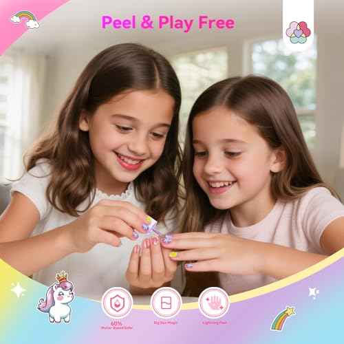 SAVILAND Glamkids Kids Nail Polish Set: Plant-Based 12 Colors Toddler Nail Polish Toxic-Free Peel-Off Kids Fingernail Polish with Nail Art Stickers Decals for Christmas Birthday Gifts Girls Ages 5-12