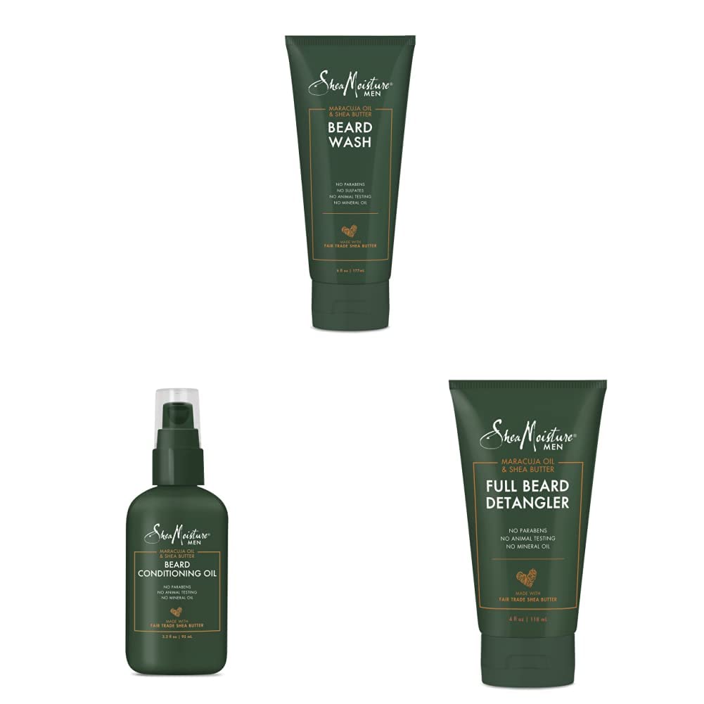 SheaMoisture Beard Wash & Conditioning Oil - Deep Clean & Refresh with Shea Butter | 6 oz Full Beard Detangler