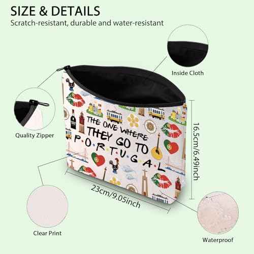 FOTAP Portugal Trip Makeup Bag Portugal Travel Gift Portugal Souvenir Gift Portugal Travel Bag Housewarming Gift (PORTUGAL)