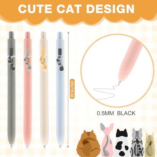 6 Pcs Cute Cat Stationery Set Pens Sticky Notes Makeup Bag Pencil Pouch for Girls Women Cat Lovers Christmas Gifts School Office Supplies