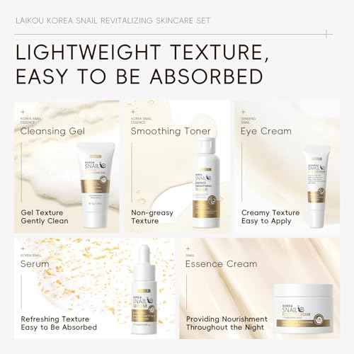 LAIKOU Korean Skin Care, Skin care set, Skin Care Kit Snail and Ginseng with Cleansing Gel, Toner, Eye Cream, Serum, Essence Cream 5pcs for Women Teen Girls Mom Daughter Mother's Day Birthday