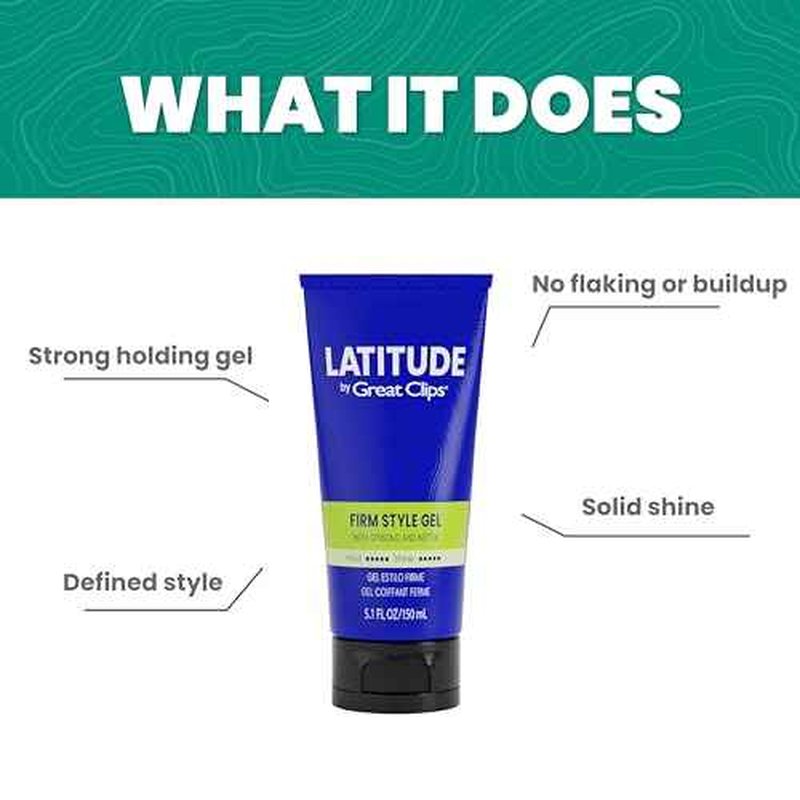 GREAT CLIPS LATITUDE Firm Style Gel | Hair Gel for Men | High Hold + High Shine | 5.1oz