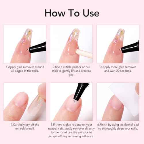 Curvlife Newly Upgraded Quick Drying 10g Semi Solid Nail Glue with 10ml Remover for Press On Nails Tips No Need for UV Lamp Long Lasting Fake Acrylic Nails Kit Glue Gel