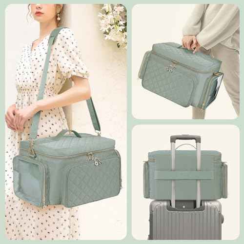 Nail Polish Organizer, Nail Polish Storage Holds 50-70 Bottles & Nail Lamp, Portable Travel Nail Kit Storage Carrying Case Fits Nail Suppiles, Gift for Manicurist, Grils (Green)