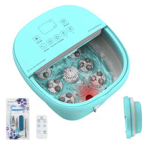 Collapasible Foot Spa Bath Massager with Heat, Pedicure Foot Spa with Bubbles/Timer/Temperature Control, Feet Soak Tub for Home, Office, Relaxation and Stress Relief, Gift for Men and Women (Blue)