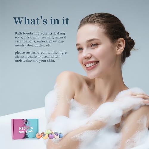 Bath Bombs for Women Kids, 12 PCS Handmade Natural Bath Bomb, Spa Relaxing Birthday Gift Set for Her/Him, Women, Girls, Wife, Mother