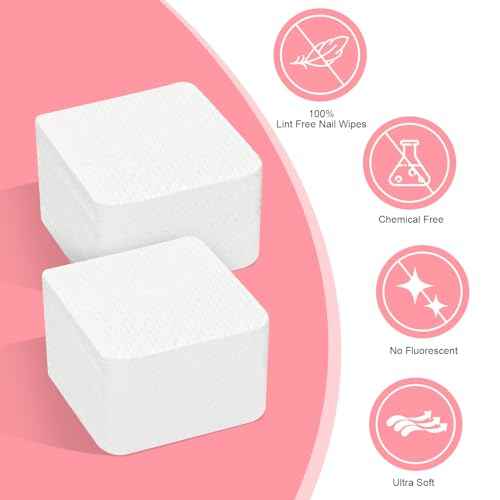 Nail Polish Remover, Lint Free Nail Wipes 540PCS Acetone Nail Polish Remover Wipes, Super Absorbent Soft Nail Wipes for Fingernail Polish Remover and Eyelash Extension Wipes(Dry Pads)
