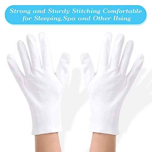 Paxcoo 6 Pairs XL White Cotton Gloves for Dry Hand Moisturizing Cosmetic Eczema Hand Spa and Jewelry Inspection