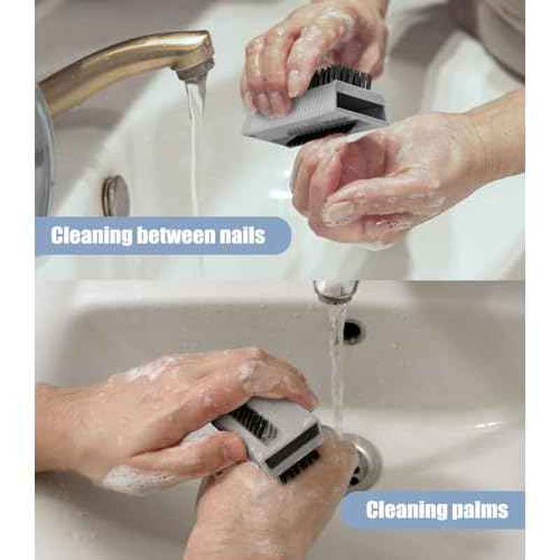 Nail Brush for Cleaning Fingernails, 2Pack Heavy Duty Nail Brushes Remove Dirt and Paint Fingernail Brush Deep Cleaning Mechanical Nail Scrub Brush Two-Sided with Hanging Rope, Grey
