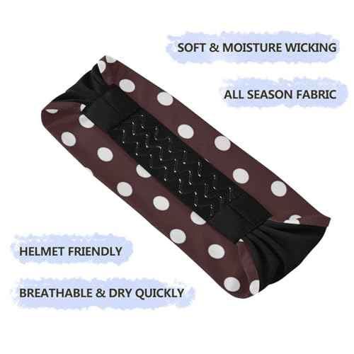 Polka Dots Brown White Headband for Women Hair Non Slip, Soft Elastic Hair Bands Fashion Wide Headbands for Exercise Yoga Workout
