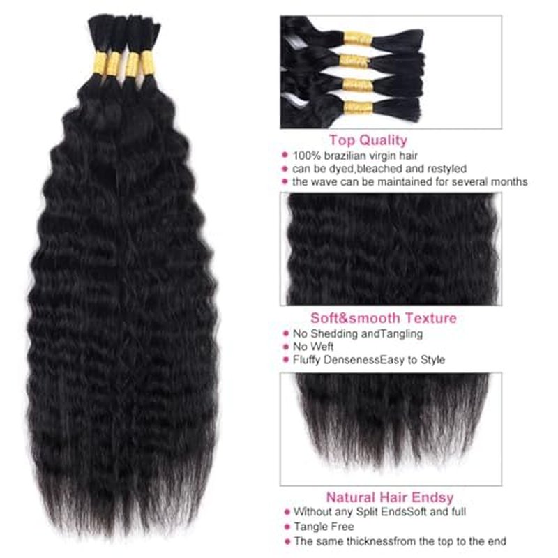 Wet and Wavy Human Braiding Hair Super Wave Bulk Human Hair For Braiding No Weft 100g (1Pack-4PCS) Super French Human Braiding Hair For Boho Braids (Super Wave£¨#1b£©, 18 Inch)