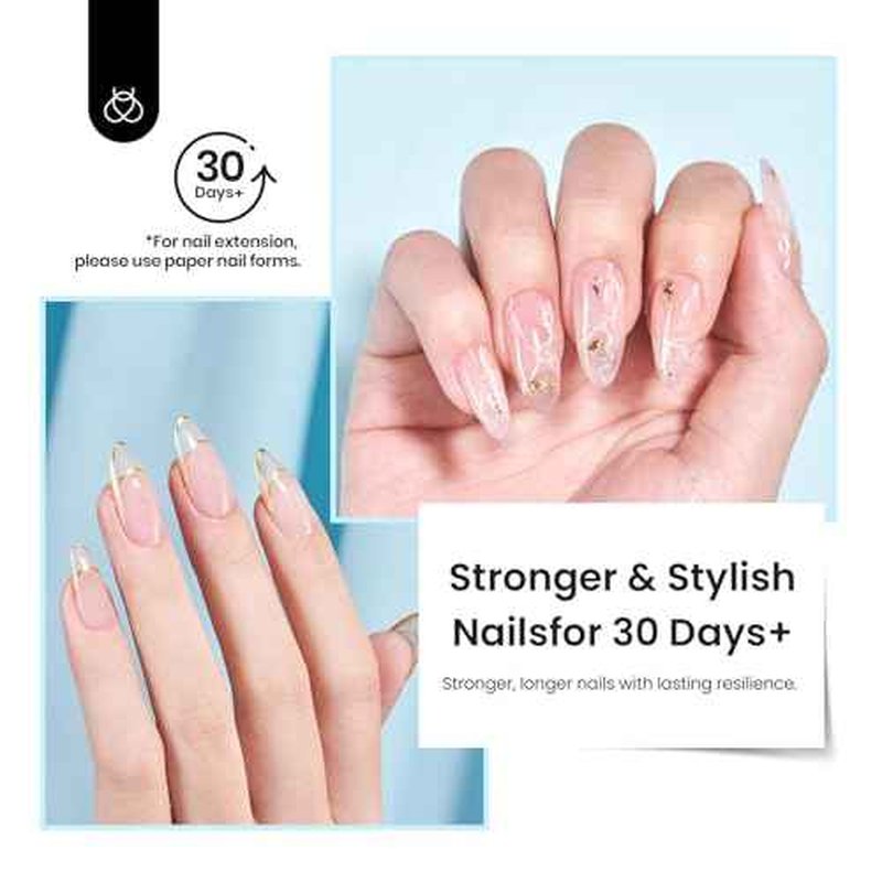 Beetles Builder Gel Set,Dew Glow 2 Pcs 0.5 oz 8 in 1 Nail Strengthening Apex Building Nail Extension for Beginner DIY Salon at Home,Clear Gel Builder for Christmas & Winter Nails,UV & LED Lamp Needed