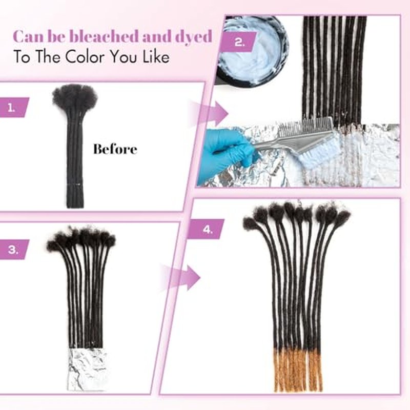 6 inch 50 Strands Loc Extensions Human Hair, 0.4cm Width 100% Human Hair Dreadlock Extensions for Men/Women, Can be Dyed Soft Dreads Extensions,1b