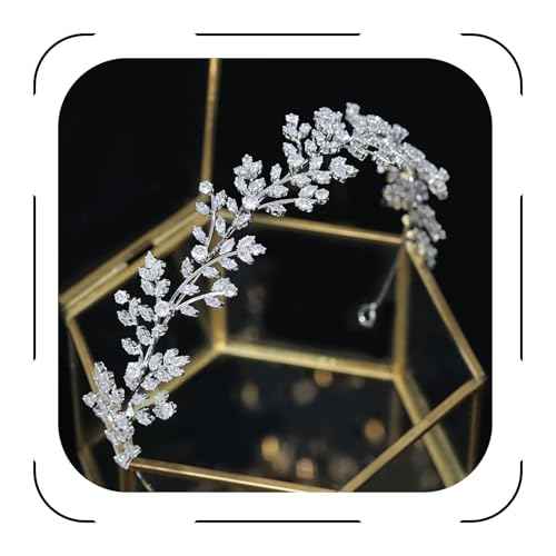 Jorsnovs Fashion Bridal Headpieces for Wedding Bride Hair Accessories Cubic Zirconia Headbands for Women CZ Birthday Gifts