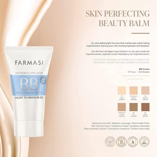 BB Cream Beauty Balm - Tinted Moisturizer with SPF 15 | Lightweight Matte Finish, Buildable Coverage, 1.7 fl oz, 02 Light to Medium