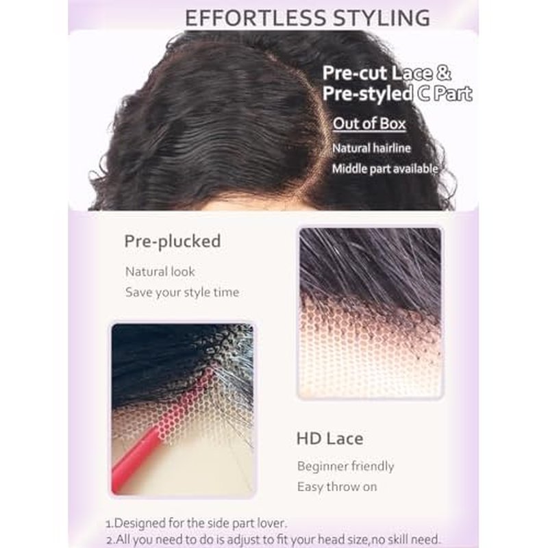Short Curly Wigs for Black Women Wear and Go Side Part Deep Wave Bob Wig Human Hair Glueless Wigs Human Hair Pre Plucked Pre Cut Wet and Wavy Natural Black Lace Front Wig 12 Inch Daily Hairstyle