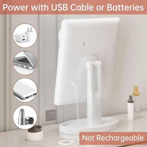 Funtouch Large Lighted Vanity Makeup Mirror with 88 LED, 360 Rotation Touch Screen, 10X Magnification Portable Tabletop Cosmetic Make Up Mirror