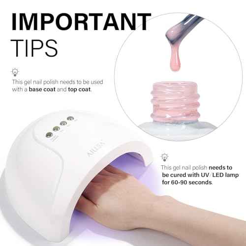 AILLSA Milky Pink Nude Gel Nail Polish, 15ml Translucent Soak Off UV LED Light Cure Gel Polish, Long Lasting for French Nail Art Salon DIY Manicure at Home