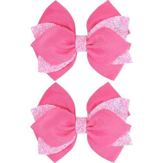 4 Inch Sparkly Glitter Pink Hair Bow Clips for Girls Boutique Sequin Alligator Barrettes Pins for Teens Toddler Children Kids Grosgrain Hair Accessories for Christmas Halloween Fall Birthday