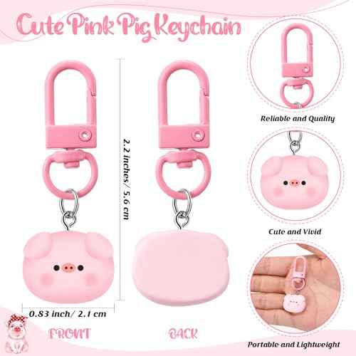 3 Pcs Cow Pig Lovers Gifts for Women Funny Travel Makeup Bag Portable Cosmetic Bag Cute Coffee Mug 11.8 oz Stainless Steel Keychain for Women Graduation Animal Lovers Gifts(Pig Style)