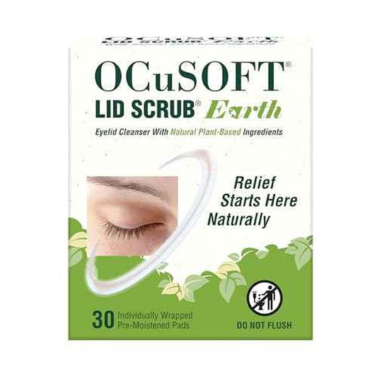 OCuSOFT Lid Scrub Earth Eyelid Cleanser, Pre-Moistened Eyelid Wipes for Mild to Moderate Conditions, Eyelid Cleanser with Natural Plant-Based Ingredients, 30 Count