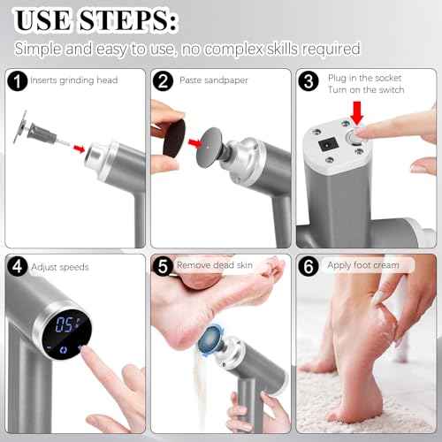 Upgraded Electric Callus Remover for Feet 4500rpm, Adjustable Speed Electric Foot Callus Remover Foot Sander Grinder Pedicure File for Women Men Dead Skin Cracked Heels (Gray)