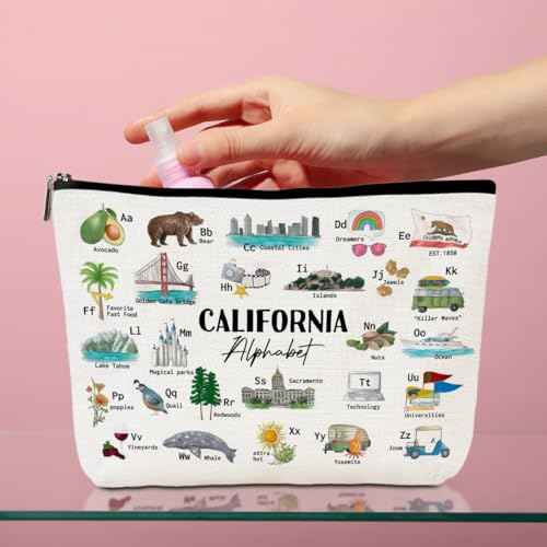 California Alphabet Cosmetic Bag Makeup Bag California Lovers Gift California Travel Souvenir Merch Vacation Friendship Gifts for Women California Lovers Girls Trip Gifts Favors Christmas Birthday