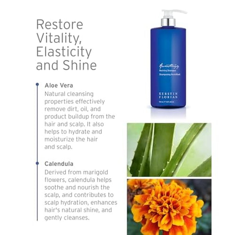Kerstin Florian Reviving Shampoo | Moisturize & Boost Shine | Aloe and Wheat Protein Detangle & Hydrate Dull Hair | All Hair Types (13.5 fl oz)