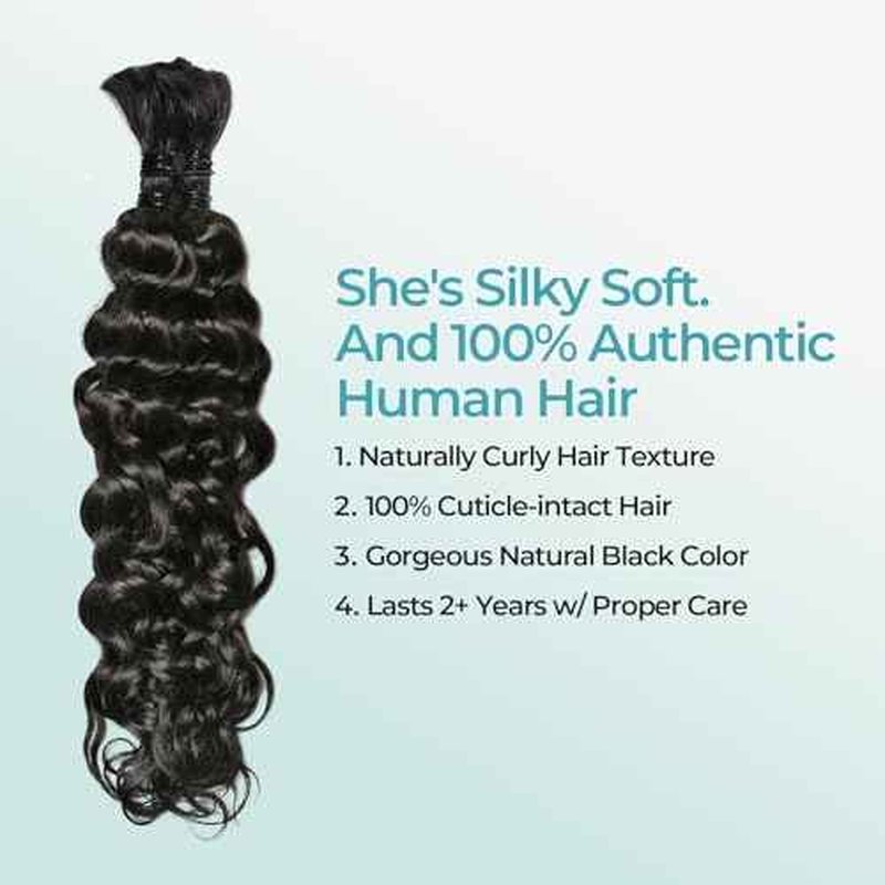 Boho Human Hair for Braiding Bulk Human Hair Bohemian Knotless Braids Deep Wave 100g 22 Inch Jet Black No Weft 2 Bundles Tangle Resistant Easy to Install for Salon/Home/Beginners