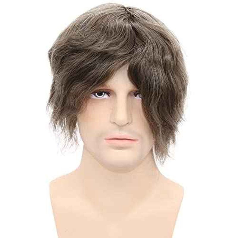European Human Hair Toupee for Men Soft Full Swiss Lace Hair Replacement System Hairpieces 10"x8" Straight #7 Lightest Brown Color