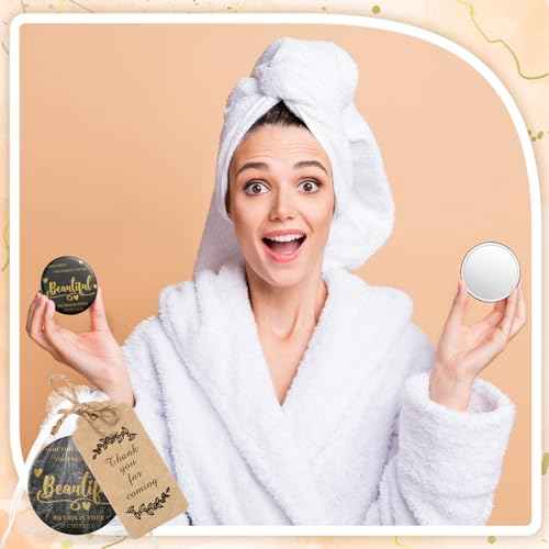 Tradder 50 Sets 2.76 Inch Inspirational Appreciation Gifts Compact Mirrors Bulk for Women Quinceanera Small Pocket Makeup Mirrors for Christmas Employee Gift