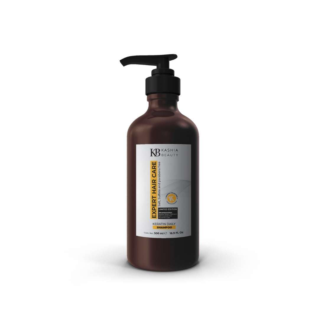 KASHIA BEAUTY Keratin Daily Shampoo 16.9 oz – Salt Sulfate & Paraben Free – Gentle Cleanser for Keratin-Treated Hair – With Aloe Vera Silk Amino Acids & Provitamin B5