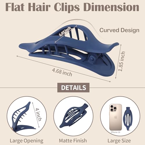 9 Pack Flat Hair Clips for Women, Matte Claw Clips for Thick & Thin Hair (Multicolor)