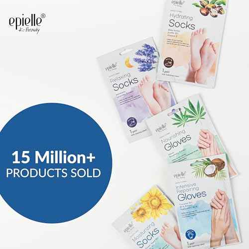 Epielle Intensive Repairing Hand Masks 6 Pairs, Deep Moisturizing Gloves for Dry, Cracked Hands, Repair with Coconut Oil & Milk Extract, Korean Skin Care, Spa Set, Self Care Gifts for Women