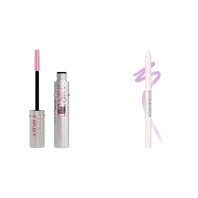 Maybelline Lash Sensational Sky High Glitter Mascara and Tattoo Studio Eyeliner Bundle, Includes 1 Mascara in Space Diamond and 1 Gel Eyeliner in Stardust Chrome for Glitter Eye Makeup