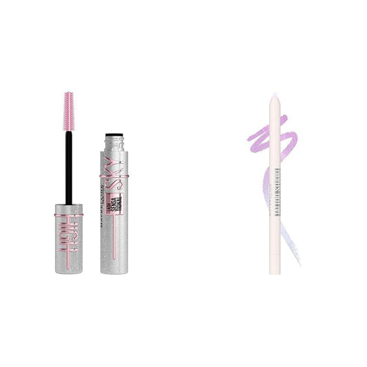 Maybelline Lash Sensational Sky High Glitter Mascara and Tattoo Studio Eyeliner Bundle, Includes 1 Mascara in Space Diamond and 1 Gel Eyeliner in Stardust Chrome for Glitter Eye Makeup