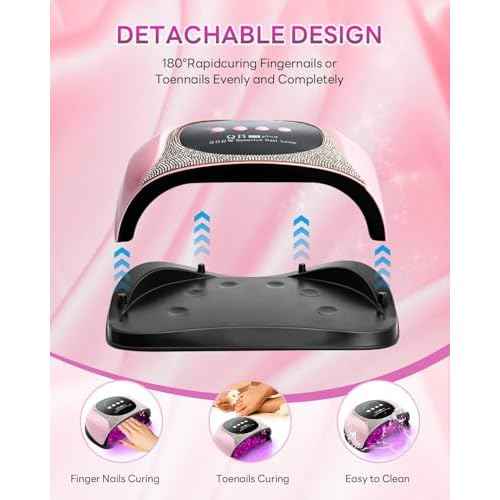 UV LED Light Nail Dryer For Gel Nails Quick Dry, 256W Professional UV Drying Light for Fingernail Polish , 57Pcs Beads Curing Gels Manicure Lamp, Portable Gel Cure Machine with Auto Sensor, 4 Timers
