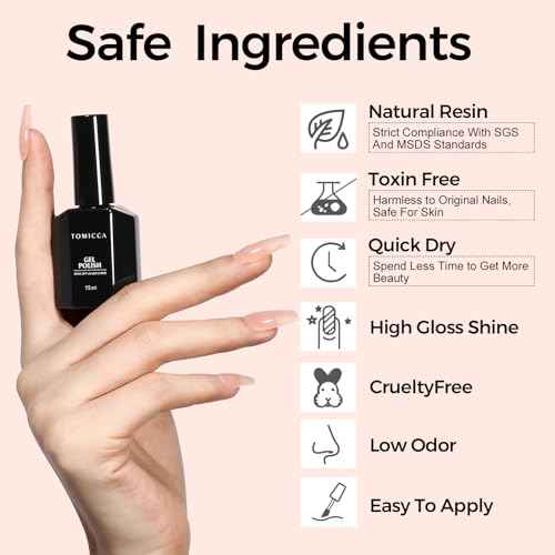 TOMICCA Nude Gel Nail Polish,15ml Light Nude Gel Polish,Soak Off Uv Led Cure Needed£¬Color Long Lasting Translucent Nail Art Manicure French Salon Diy Design Gifts For Woman