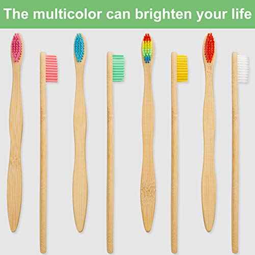 40 Pieces Bamboo Toothbrushes Charcoal Toothbrush Bamboo Toothbrushes with BPA-Free Nylon Bristles(Multi-Color)